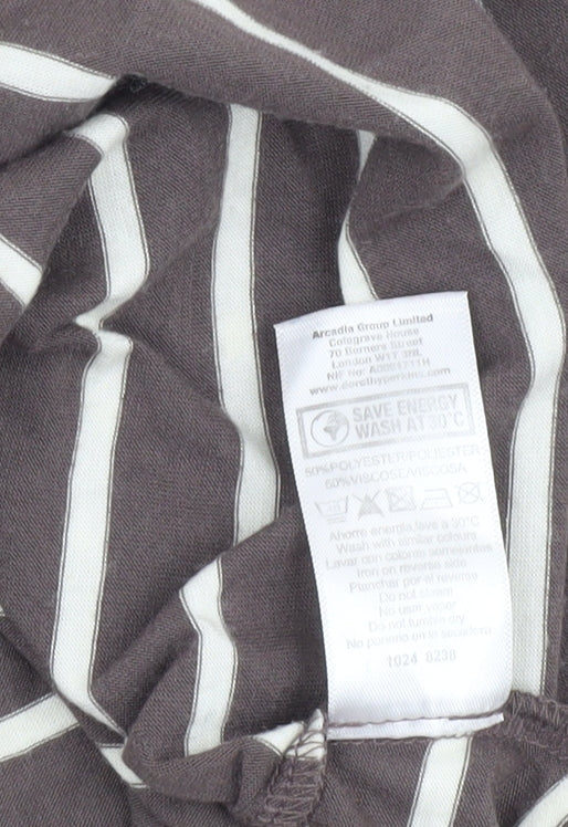 Dorothy Perkins Women’s Brown Striped Fit & Flare Sleeveless Dress UK 10