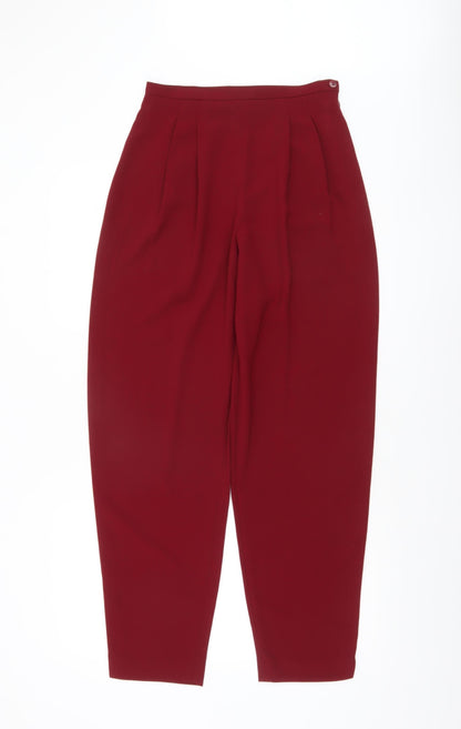 Next Womens Red High Waist Pleated Tapered Trousers UK 10