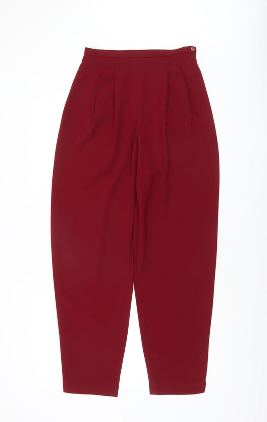 Next Womens Red High Waist Pleated Tapered Trousers UK 10