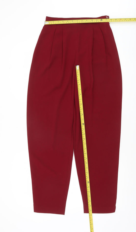 Next Womens Red High Waist Pleated Tapered Trousers UK 10