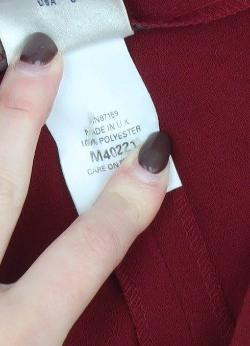 Next Womens Red High Waist Pleated Tapered Trousers UK 10