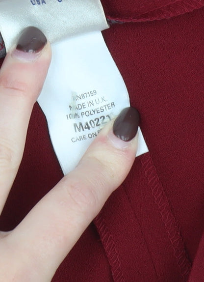 Next Womens Red High Waist Pleated Tapered Trousers UK 10