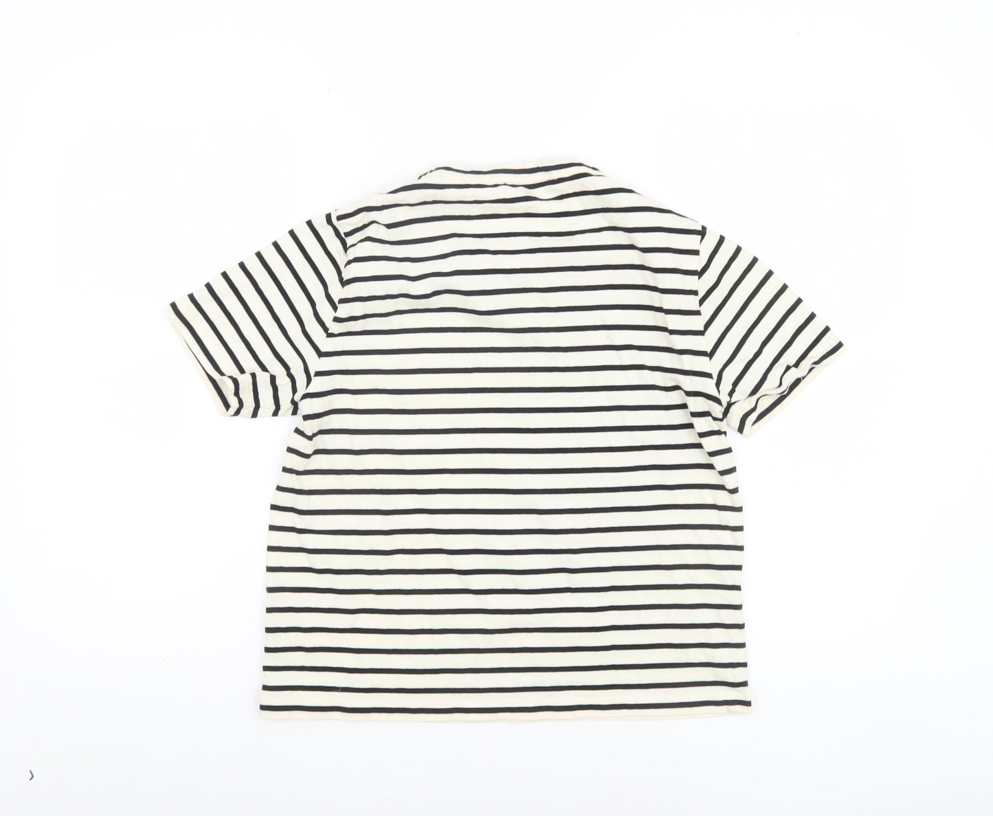MNG Women’s Black & White Striped Cotton T-Shirt Size S