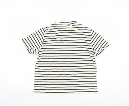 MNG Women’s Black & White Striped Cotton T-Shirt Size S