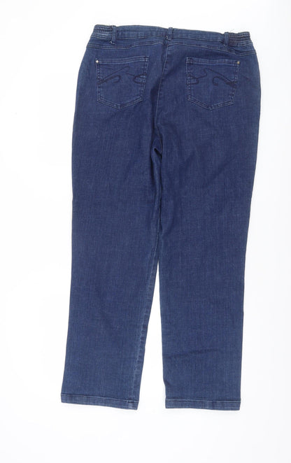 Dunnes Stores Women's Blue Straight Fit Stretch Jeans UK 16