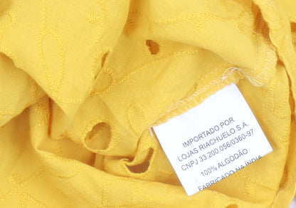 Womens UK Size 10 Alk Casual Yellow Cropped Blouse