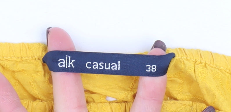 Womens UK Size 10 Alk Casual Yellow Cropped Blouse