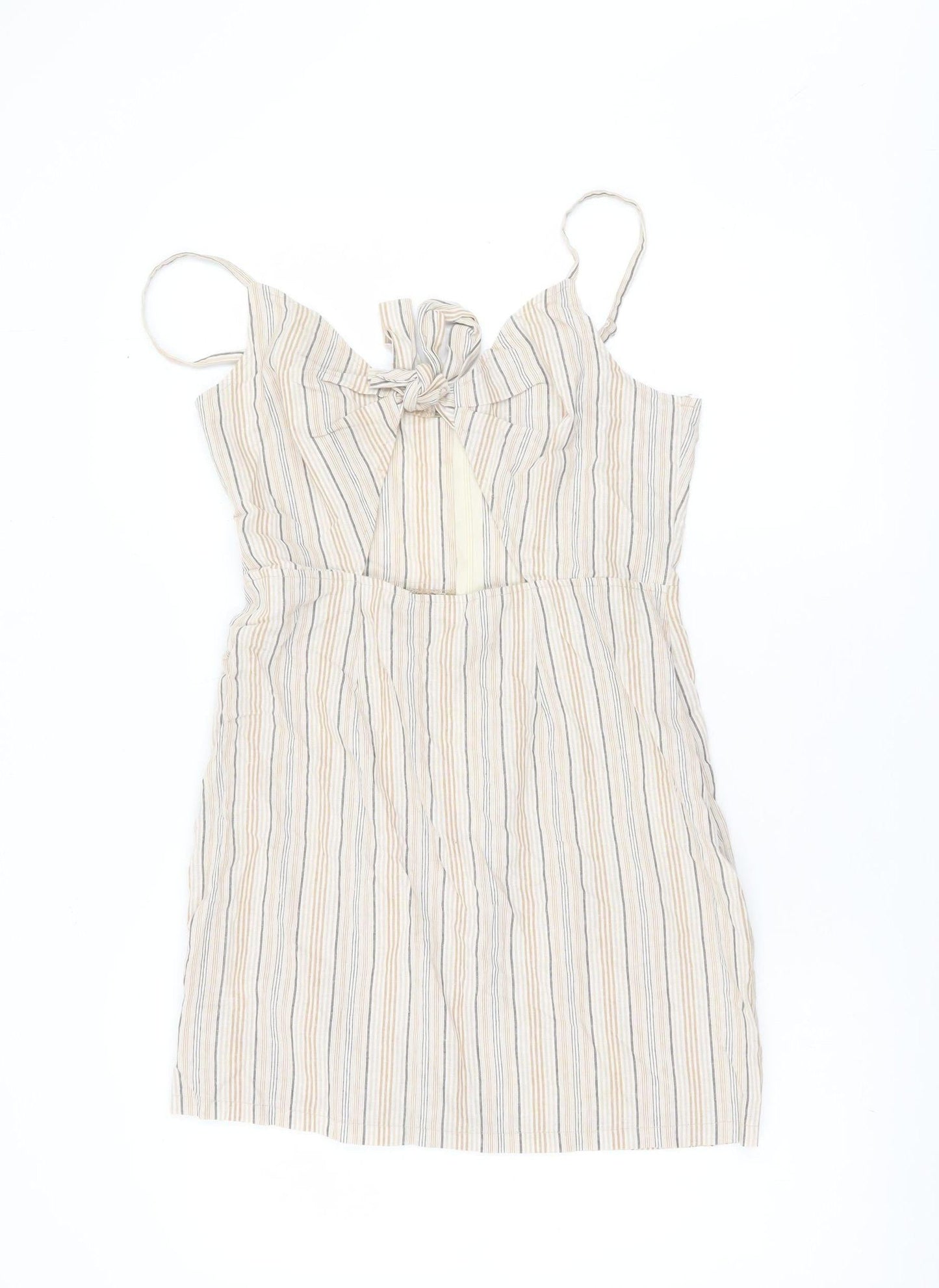 PrettyLittleThing Women’s Beige Striped Slip Dress UK 12