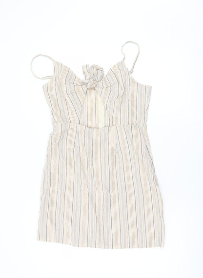 PrettyLittleThing Women’s Beige Striped Slip Dress UK 12