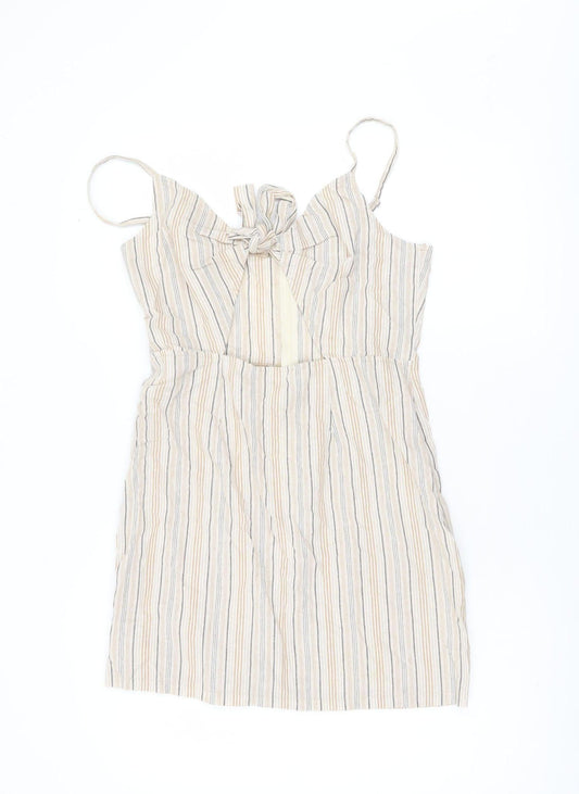 PrettyLittleThing Women’s Beige Striped Slip Dress UK 12