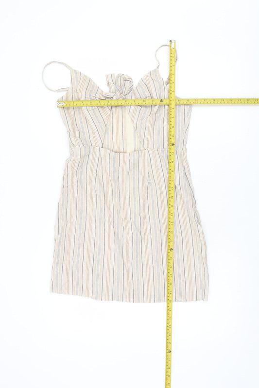 PrettyLittleThing Women’s Beige Striped Slip Dress UK 12