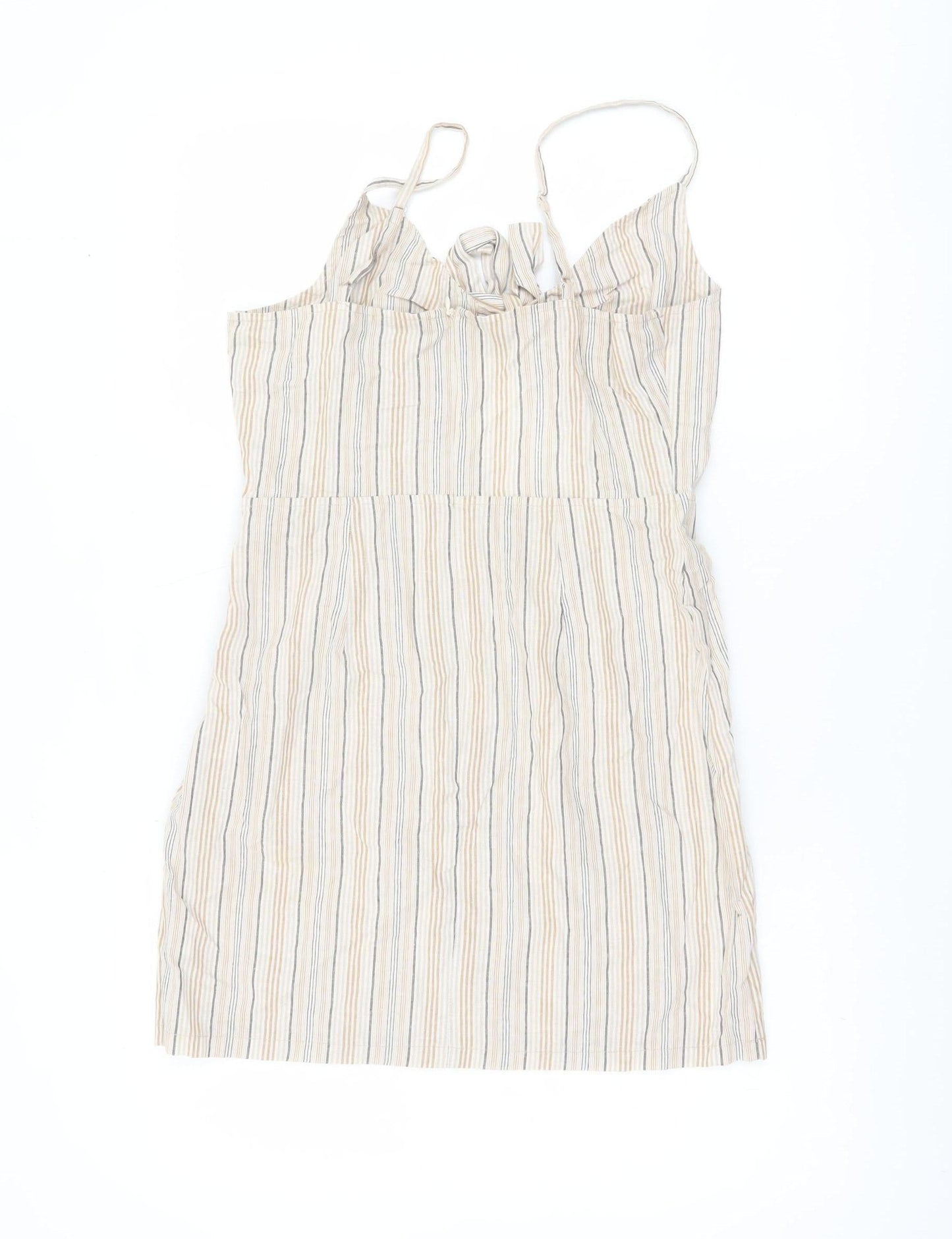 PrettyLittleThing Women’s Beige Striped Slip Dress UK 12