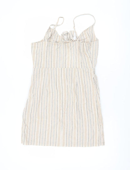 PrettyLittleThing Women’s Beige Striped Slip Dress UK 12