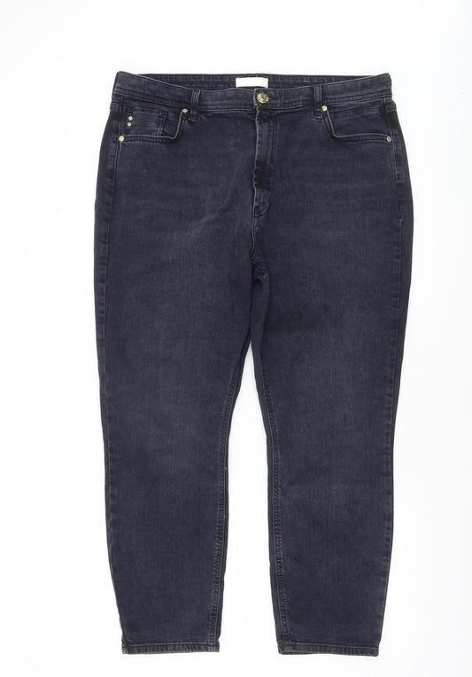 River Island Womens Blue Straight Leg Denim Jeans Size 16