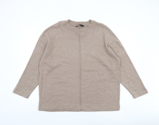 F&F Women’s Beige Crew Neck Long Sleeve Knit Jumper Size L