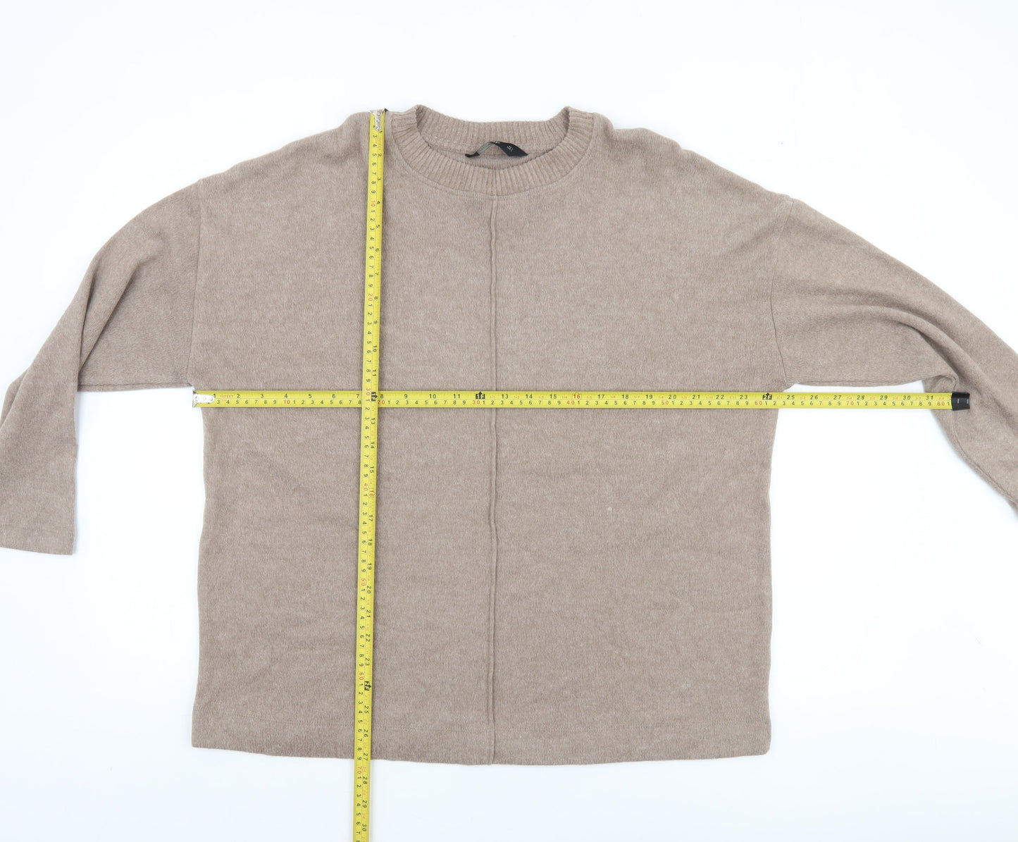 F&F Women’s Beige Crew Neck Long Sleeve Knit Jumper Size L