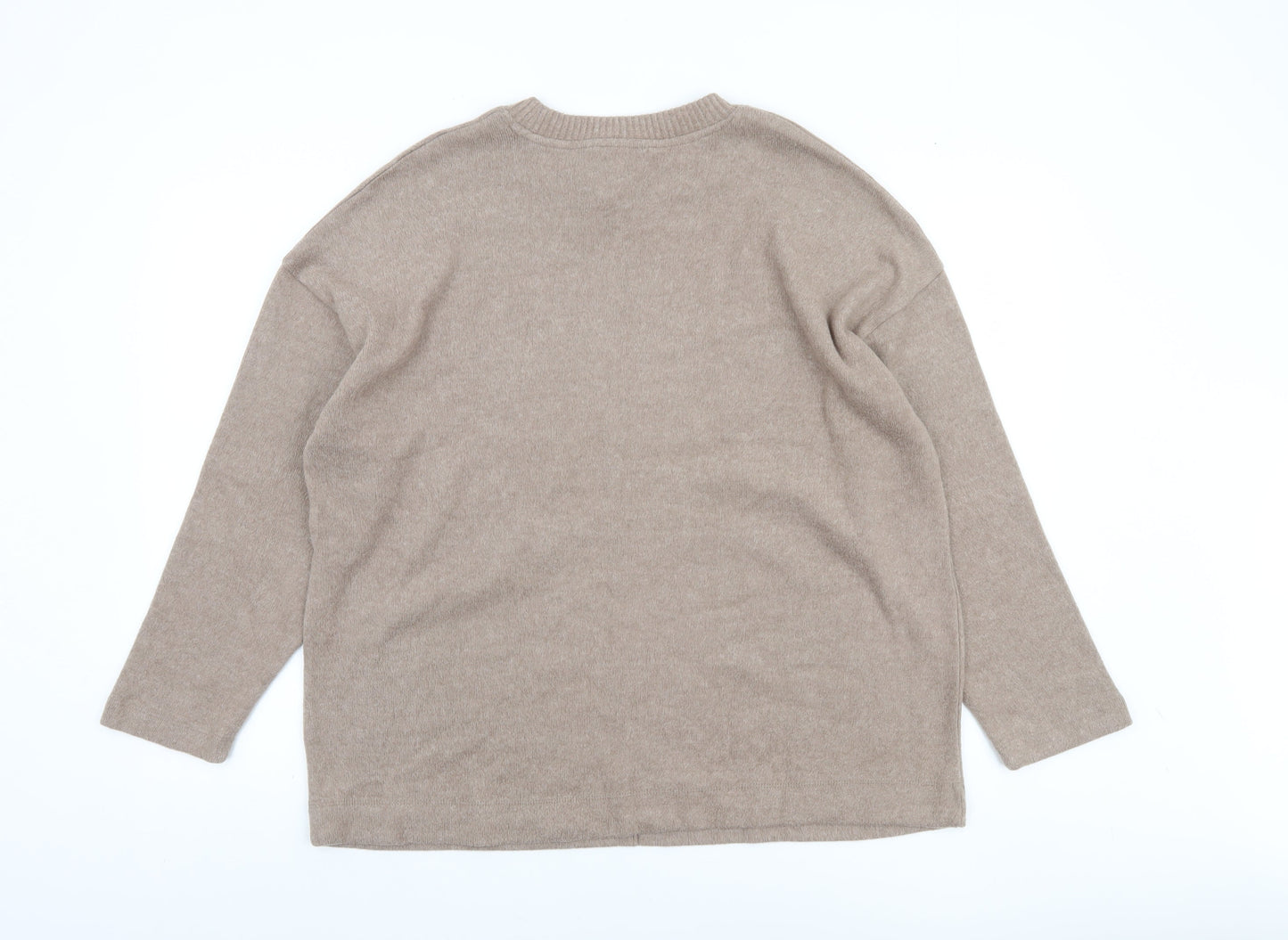 F&F Women’s Beige Crew Neck Long Sleeve Knit Jumper Size L