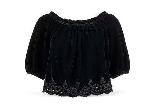 Womens UK Size 10 River Island Black Peasant Blouse