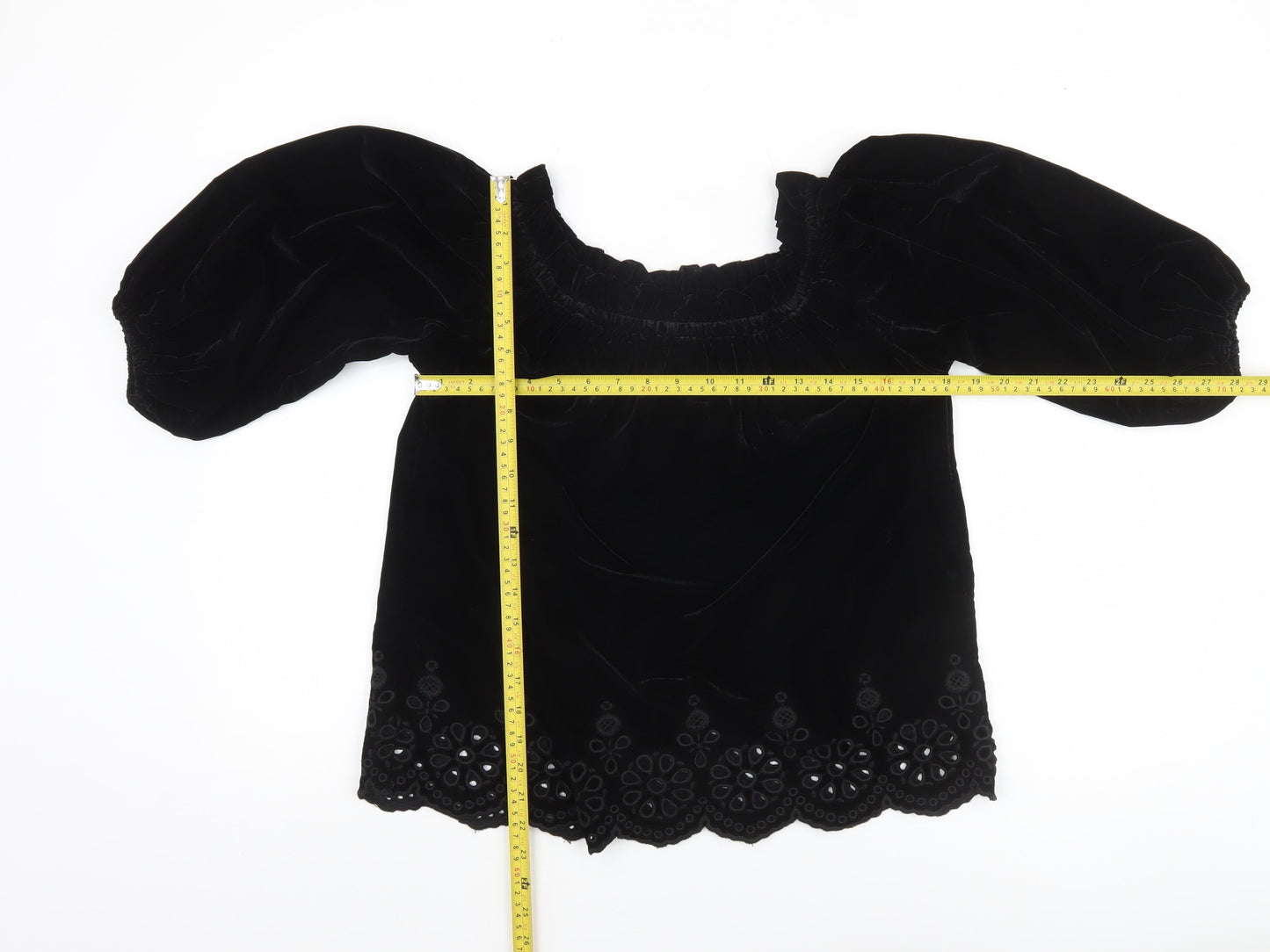 Womens UK Size 10 River Island Black Peasant Blouse