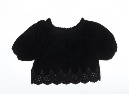 Womens UK Size 10 River Island Black Peasant Blouse