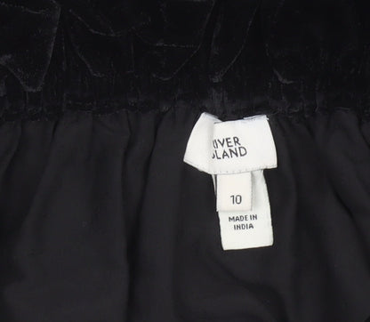 Womens UK Size 10 River Island Black Peasant Blouse