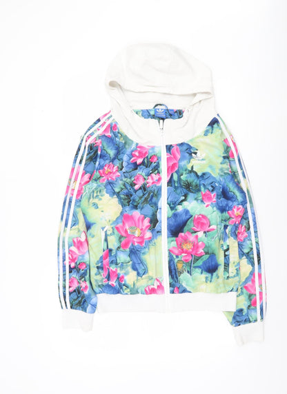 Adidas Women Multicoloured Floral Full Zip Hoodie XXXL