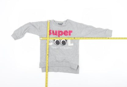 Primark Girls Grey Super Cool Graphic Pullover Sweatshirt 6-7 Years