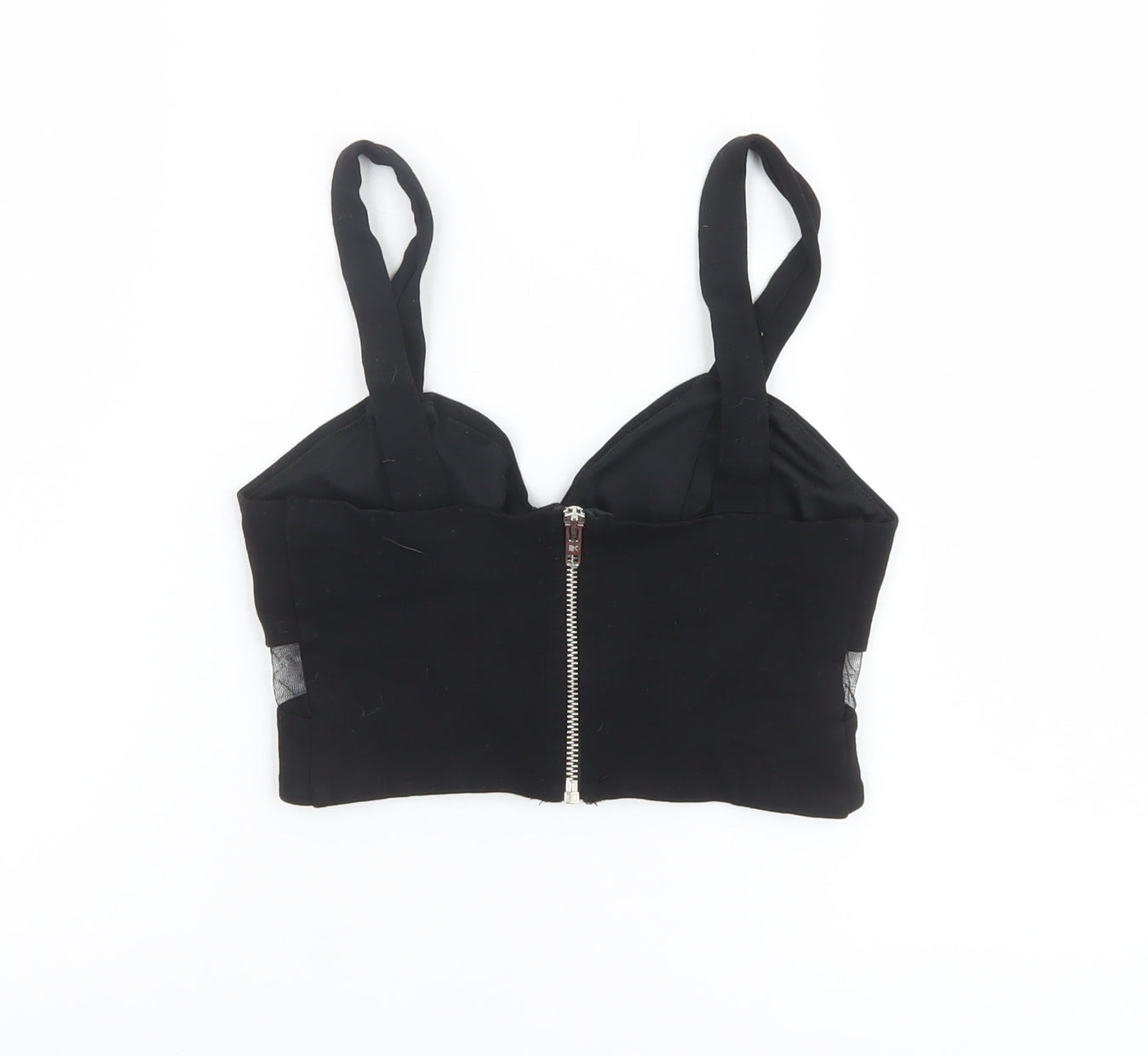 Womens UK Size 8 River Island Black Cropped Tank