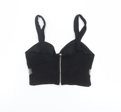 Womens UK Size 8 River Island Black Cropped Tank