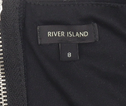 Womens UK Size 8 River Island Black Cropped Tank