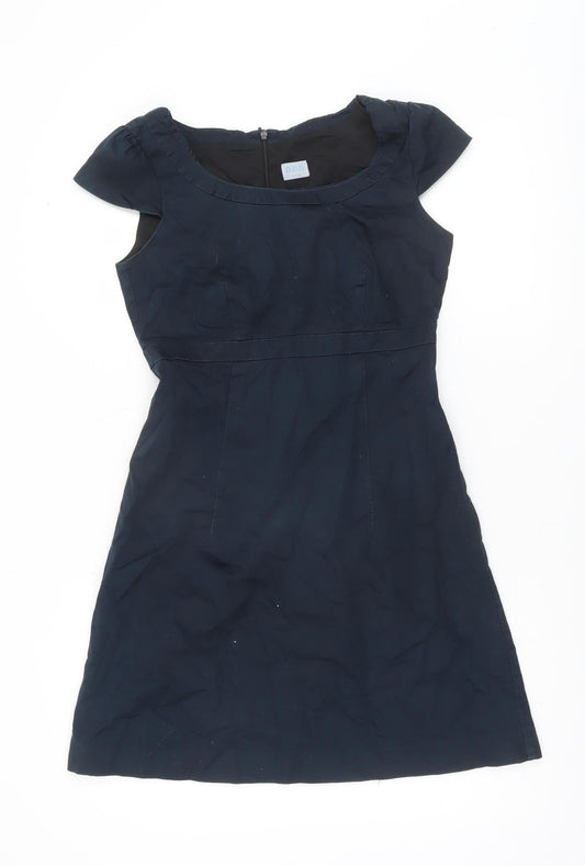 Oasis Womens Black A-Line Knee Length Dress Size 8 Short Sleeve