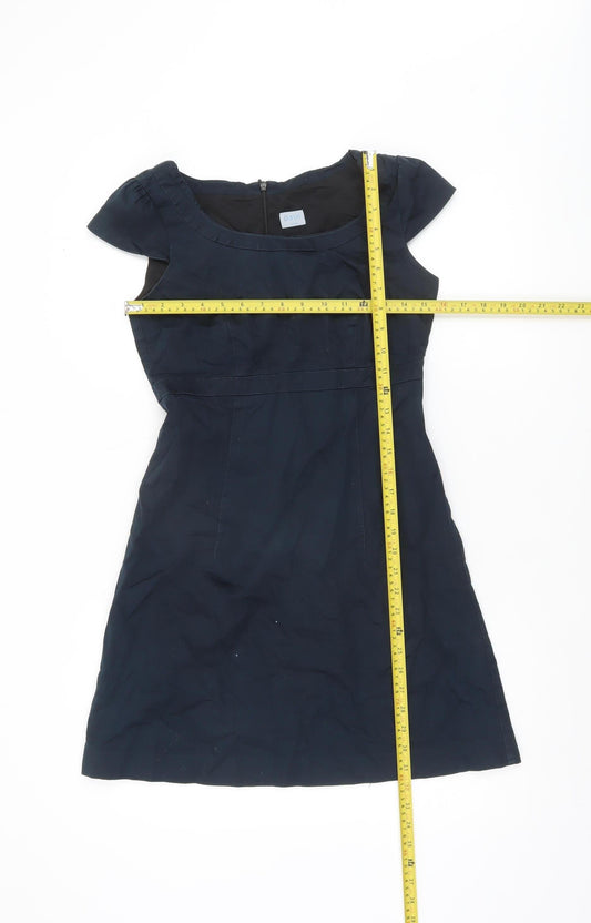 Oasis Womens Black A-Line Knee Length Dress Size 8 Short Sleeve