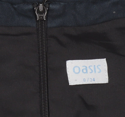 Oasis Womens Black A-Line Knee Length Dress Size 8 Short Sleeve