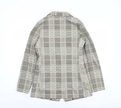 H&M Women’s Grey Check Single-Breasted Blazer Size 6