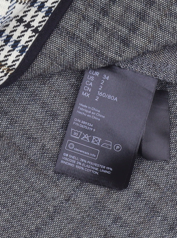 H&M Women’s Grey Check Single-Breasted Blazer Size 6