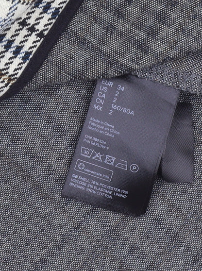 H&M Women’s Grey Check Single-Breasted Blazer Size 6