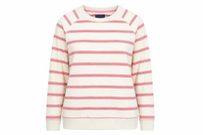 Crew Clothing Beige Red Stripe Cotton Pullover Sweatshirt Size 10