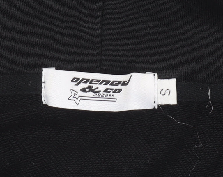 Mens UK Size S Opened & Co Black Full Zip Hoodie