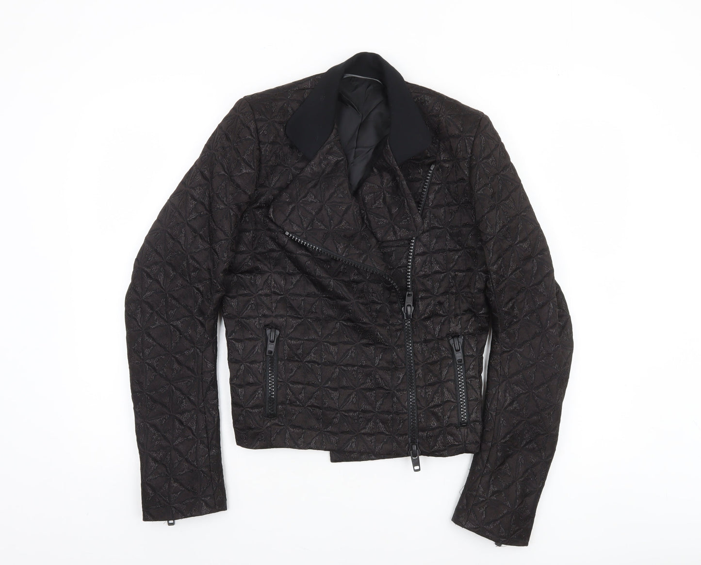 Womens UK Size 10 Zambesi Black Biker Coat