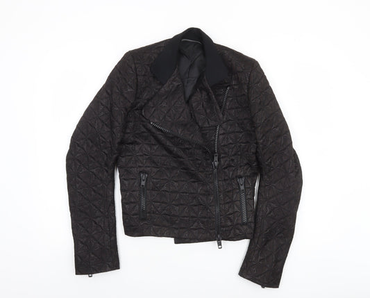 Womens UK Size 10 Zambesi Black Biker Coat
