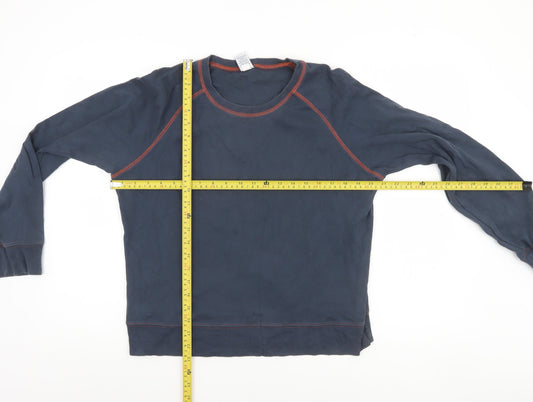 GAP Women Navy Blue Cotton Crew Neck Pullover Sweatshirt L