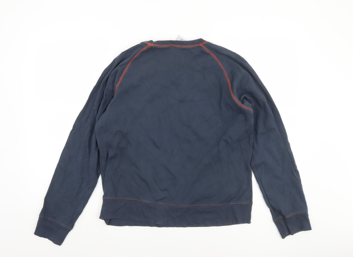 GAP Women Navy Blue Cotton Crew Neck Pullover Sweatshirt L