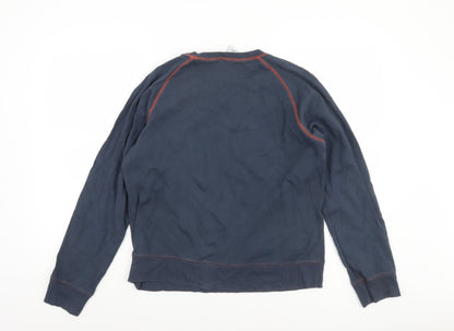 GAP Women Navy Blue Cotton Crew Neck Pullover Sweatshirt L