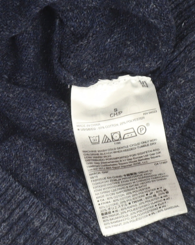 GAP Men’s Blue Crew Neck Cotton Blend Pullover Jumper Size S