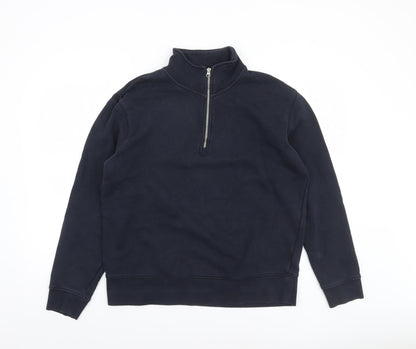 ZARA Men's Blue Long Sleeve 1/2 Zip High Neck Sweatshirt L