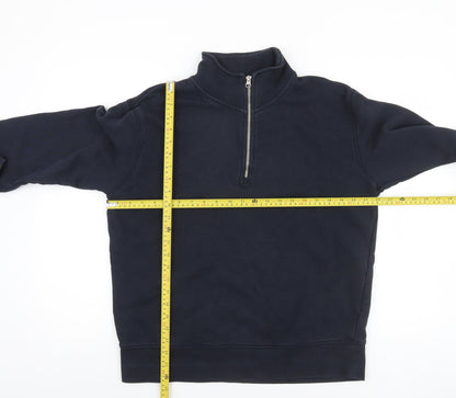 ZARA Men's Blue Long Sleeve 1/2 Zip High Neck Sweatshirt L