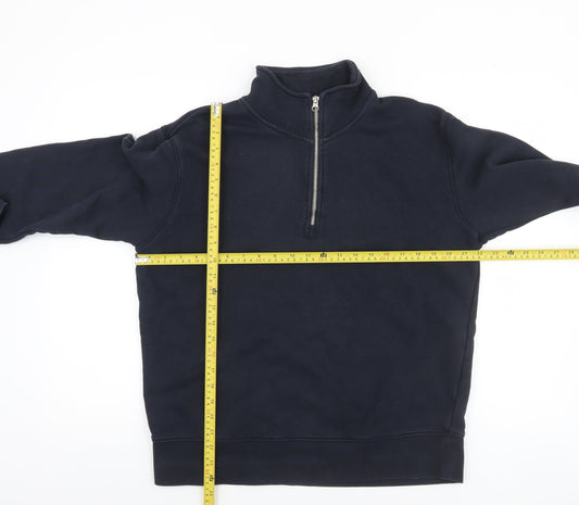 ZARA Men's Blue Long Sleeve 1/2 Zip High Neck Sweatshirt L