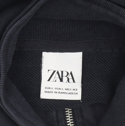 ZARA Men's Blue Long Sleeve 1/2 Zip High Neck Sweatshirt L
