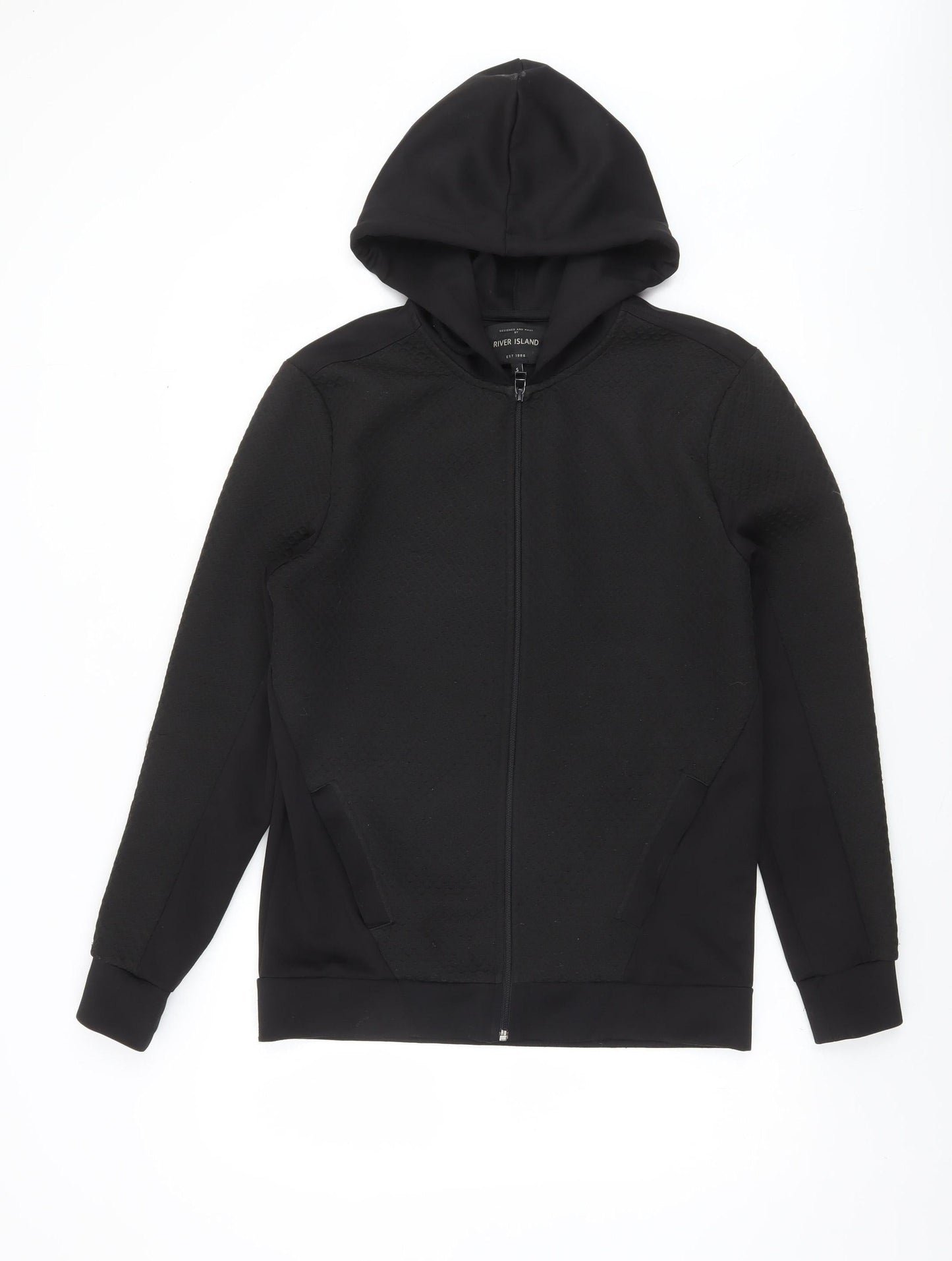 Mens UK Size S River Island Black Full Zip Hoodie