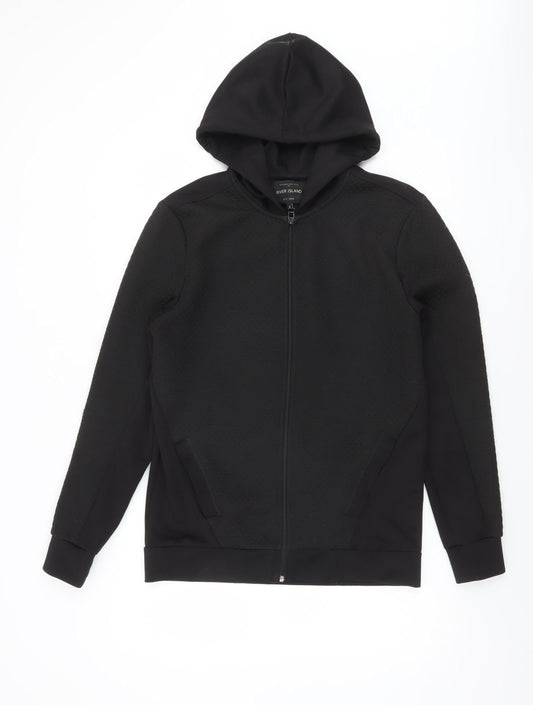 Mens UK Size S River Island Black Full Zip Hoodie